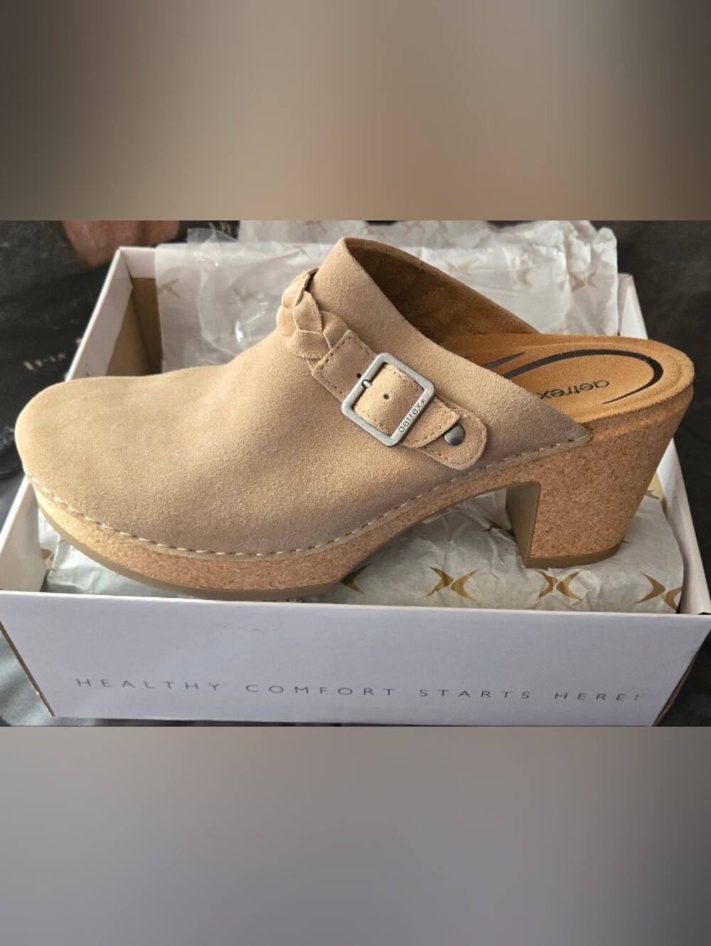 Aetrex  Suede Clog Mule with Buckle